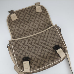 Pre-owned Gucci GG Plus Messenger Brown×White PVC coated canvas 201732 shoulderbag | stylenewstar