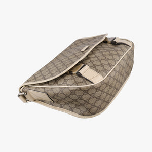 Pre-owned Gucci GG Plus Messenger Brown×White PVC coated canvas 201732 shoulderbag | stylenewstar
