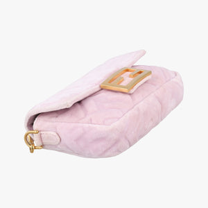 Vintage Fendi BAGUETTE Pink velour 8BS017 shoulderbag | stylenewstar