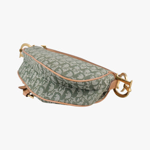 Secondhand Christian Dior Saddle Green Jacquard shoulderbag | stylenewstar