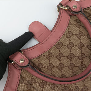 Pre-owned Gucci Sukey Beige × Brown × Pink canvas×leather 211944 handbag | stylenewstar