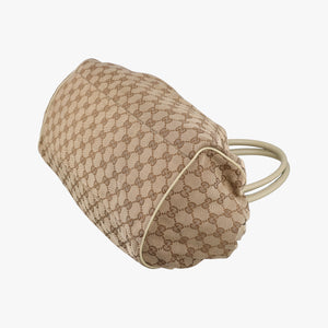 Pre-owned Gucci Sukey GUCCISSIMA Beige×White canvas×leather 223974 handbag | stylenewstar