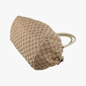 Pre-owned Gucci Sukey GUCCISSIMA Beige×White canvas×leather 223974 handbag | stylenewstar