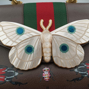Pre-owned Gucci Bamboo Web butterfly Brown×Multicolour leather 488691 shoulderbag | stylenewstar