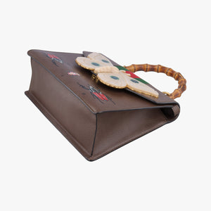 Pre-owned Gucci Bamboo Web butterfly Brown×Multicolour leather 488691 shoulderbag | stylenewstar