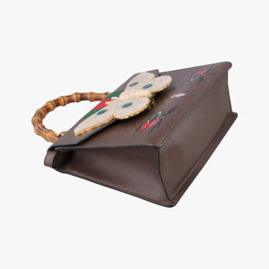 Pre-owned Gucci Bamboo Web butterfly Brown×Multicolour leather 488691 shoulderbag | stylenewstar