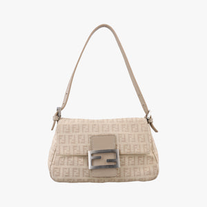 Pre-owned Fendi Baguette Beige Jacquard 8BR180 shoulderbag | stylenewstar
