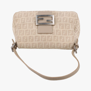 Pre-owned Fendi Baguette Beige Jacquard 8BR180 shoulderbag | stylenewstar