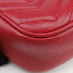 Pre-owned Gucci GG Marmont Red Leather 448065 shoulderbag | stylenewstar