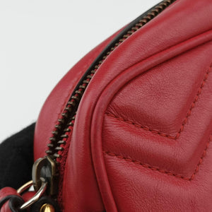 Pre-owned Gucci GG Marmont Red Leather 448065 shoulderbag | stylenewstar