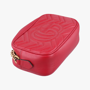 Pre-owned Gucci GG Marmont Red Leather 448065 shoulderbag | stylenewstar