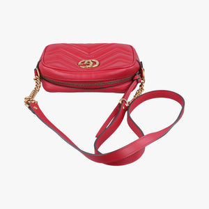 Pre-owned Gucci GG Marmont Red Leather 448065 shoulderbag | stylenewstar