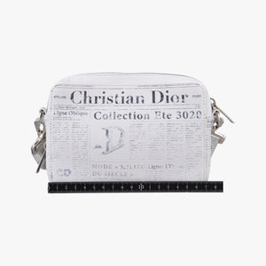Secondhand Christian Dior Daniel Arsham collaboration Newspaper Print White Leather shoulderbag | stylenewstar