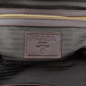 Vintage Prada Vitello Daino Trimmed Canapa Logo Frame Brown Fabric × leather BR3508 handbag | stylenewstar