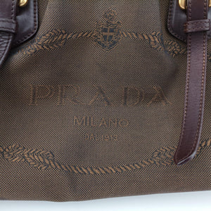 Vintage Prada Vitello Daino Trimmed Canapa Logo Frame Brown Fabric × leather BR3508 handbag | stylenewstar