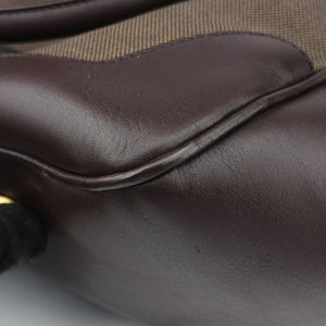 Vintage Prada Vitello Daino Trimmed Canapa Logo Frame Brown Fabric × leather BR3508 handbag | stylenewstar