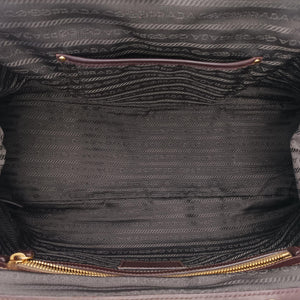 Vintage Prada Vitello Daino Trimmed Canapa Logo Frame Brown Fabric × leather BR3508 handbag | stylenewstar