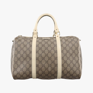 Pre-owned Gucci GG plus Spring Joy GG Supreme BEIGE×WHITE PVC coated canvas 193603 handbag | stylenewstar