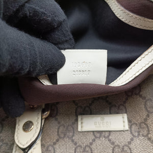 Pre-owned Gucci GG plus Spring Joy GG Supreme BEIGE×WHITE PVC coated canvas 193603 handbag | stylenewstar