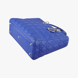 Pre-owned Christian Dior Lady Dior Blue lambskin handbag | stylenewstar