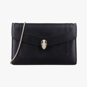 Pre-owned Bvlgari SERPENTI FOREVER Black Leather shoulderbag | stylenewstar