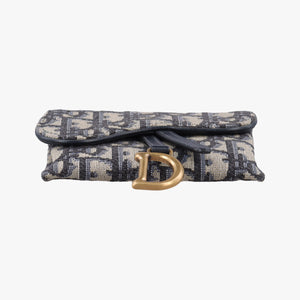 Vintage Christian Dior Saddle Navy×Gray jacquard shoulderbag | stylenewstar