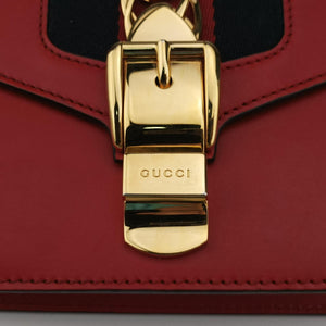 Pre-owned Gucci Sylvie Red×navy Leather 431666 shoulderbag | stylenewstar