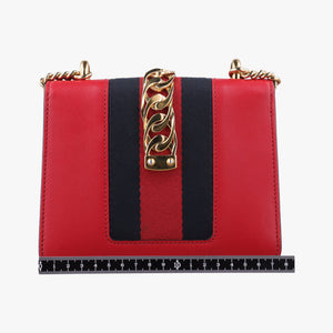 Pre-owned Gucci Sylvie Red×navy Leather 431666 shoulderbag | stylenewstar