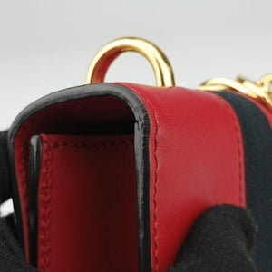 Pre-owned Gucci Sylvie Red×navy Leather 431666 shoulderbag | stylenewstar