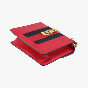 Pre-owned Gucci Sylvie Red×navy Leather 431666 shoulderbag | stylenewstar