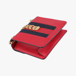 Pre-owned Gucci Sylvie Red×navy Leather 431666 shoulderbag | stylenewstar