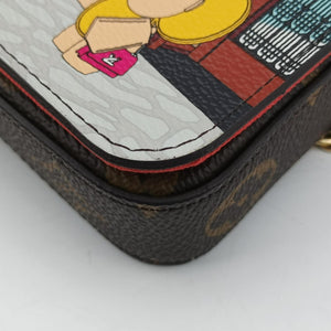 Pre-owned Louis Vuitton 2022 Christmas Animation China Chengdu Pochette Felicie Brown×multi Monogram Coated Canvas crossbodybag | stylenewstar