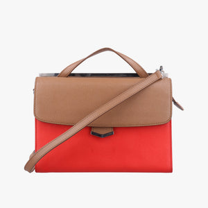 Secondhand Fendi Demi Jour Red × Brown Leather 8BT222 shoulderbag | stylenewstar