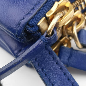 Vintage Celine TRIO Blue Leather shoulderbag | stylenewstar