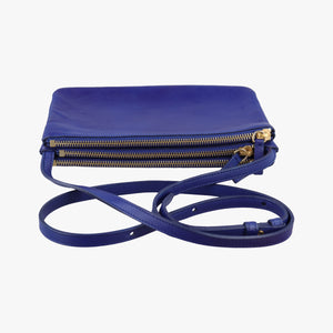 Vintage Celine TRIO Blue Leather shoulderbag | stylenewstar