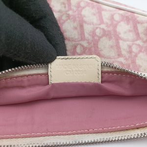 Secondhand Christian Dior Saddle Pink×White Canvas and Leather handbag | stylenewstar