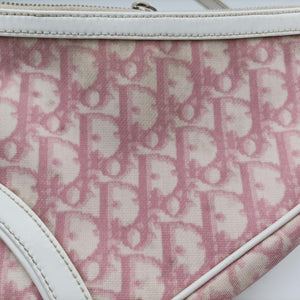 Secondhand Christian Dior Saddle Pink×White Canvas and Leather handbag | stylenewstar