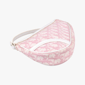 Secondhand Christian Dior Saddle Pink×White Canvas and Leather handbag | stylenewstar