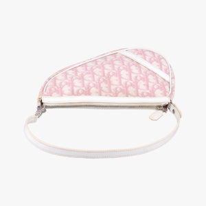 Secondhand Christian Dior Saddle Pink×White Canvas and Leather handbag | stylenewstar
