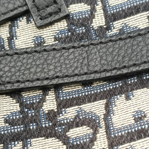 Pre-owned Christian Dior saddle Navy×Gray Jacquard crossbodybag | stylenewstar