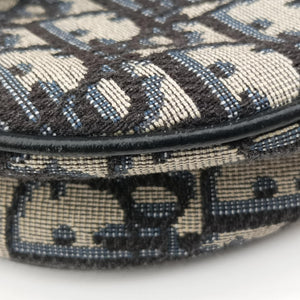 Pre-owned Christian Dior saddle Navy×Gray Jacquard crossbodybag | stylenewstar