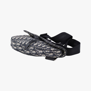 Pre-owned Christian Dior saddle Navy×Gray Jacquard crossbodybag | stylenewstar