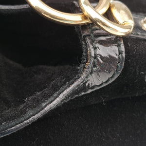 Pre-owned Gucci Bamboo Babouska Indy Hobo Black Suede 177088 shoulderbag | stylenewstar