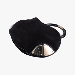 Pre-owned Gucci Bamboo Babouska Indy Hobo Black Suede 177088 shoulderbag | stylenewstar