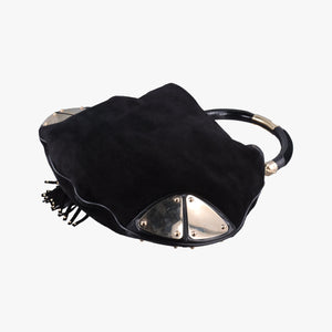 Pre-owned Gucci Bamboo Babouska Indy Hobo Black Suede 177088 shoulderbag | stylenewstar