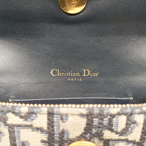 Pre-owned Christian Dior Saddle Navy×Gray jacquard bum bag/waist bag | stylenewstar