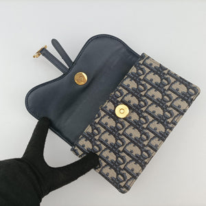 Pre-owned Christian Dior Saddle Navy×Gray jacquard bum bag/waist bag | stylenewstar