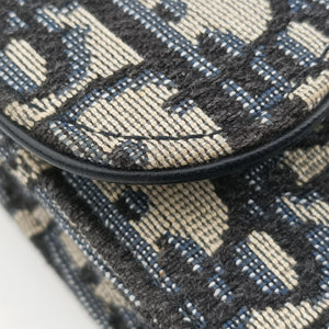 Pre-owned Christian Dior Saddle Navy×Gray jacquard bum bag/waist bag | stylenewstar