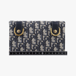 Pre-owned Christian Dior Saddle Navy×Gray jacquard bum bag/waist bag | stylenewstar