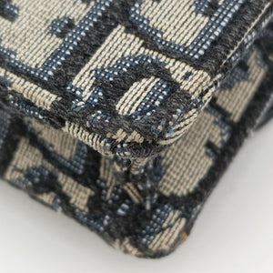 Pre-owned Christian Dior Saddle Navy×Gray jacquard bum bag/waist bag | stylenewstar